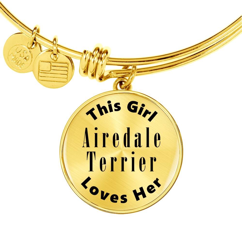 Airedale Terrier - 18k Gold Finished Bangle Bracelet