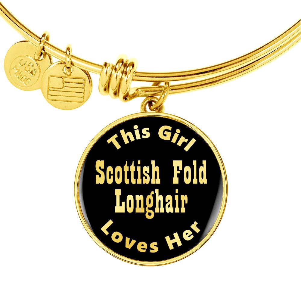 Scottish Fold Longhair - 18k Gold Finished Bangle Bracelet