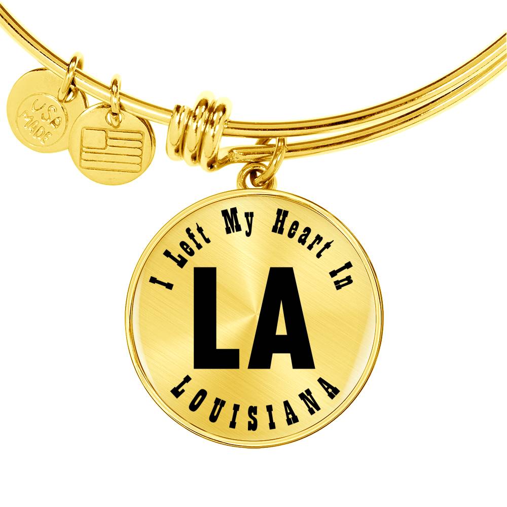 Heart In Louisiana v01 - 18k Gold Finished Bangle Bracelet