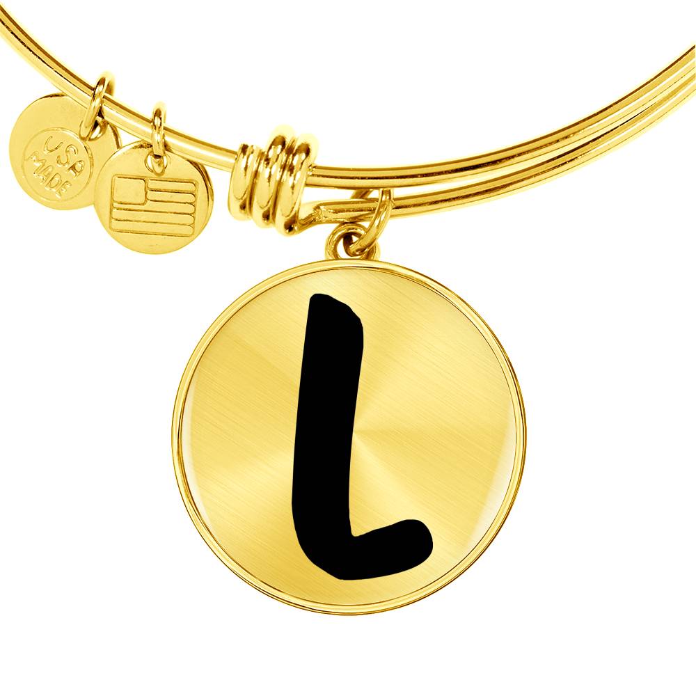 Initial L v1b - 18k Gold Finished Bangle Bracelet