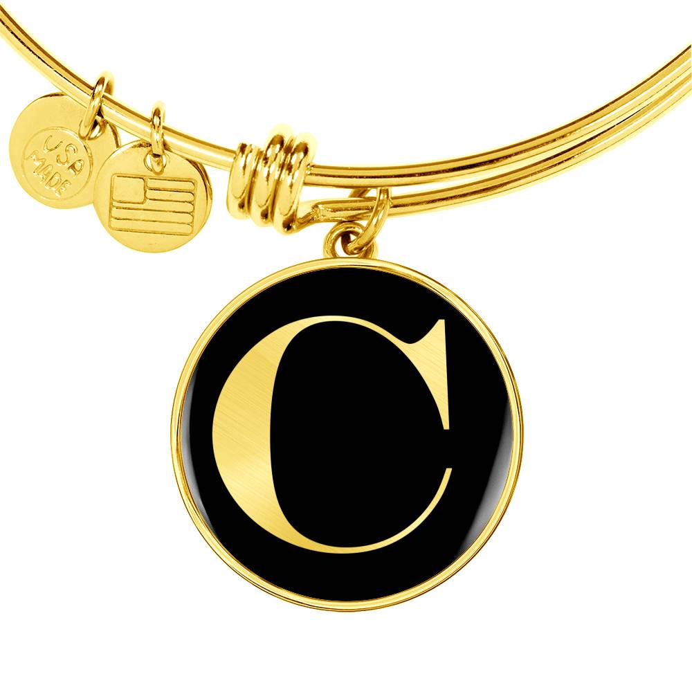 Initial C v2a - 18k Gold Finished Bangle Bracelet