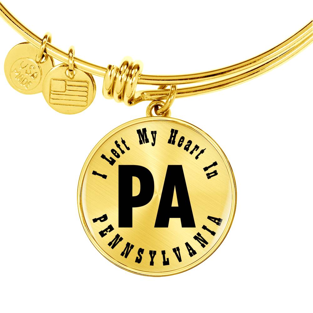 Heart In Pennsylvania v01 - 18k Gold Finished Bangle Bracelet