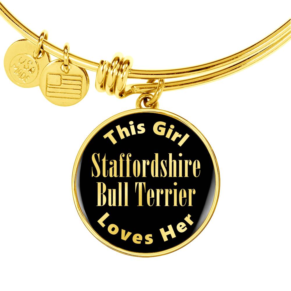 Staffordshire Bull Terrier v2 - 18k Gold Finished Bangle Bracelet