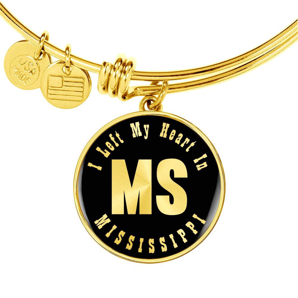 Heart In Mississippi v02 - 18k Gold Finished Bangle Bracelet