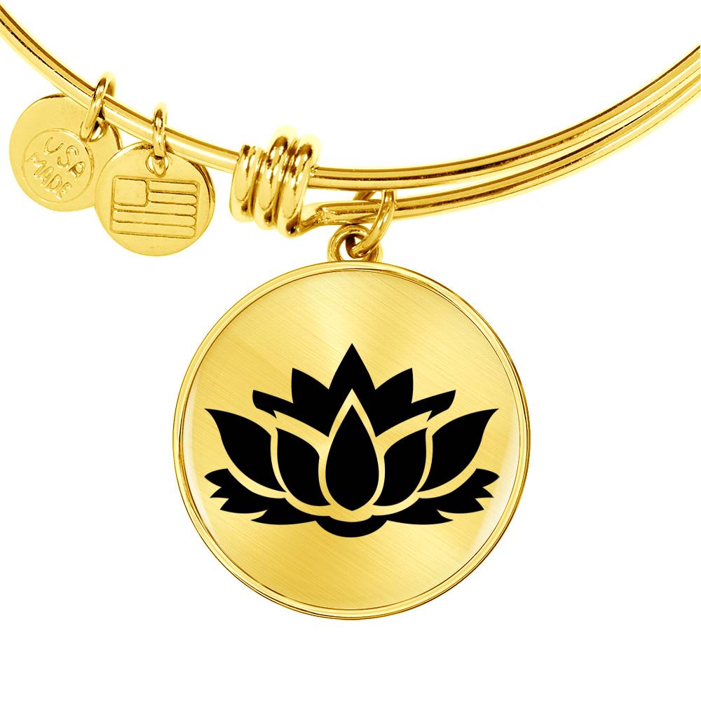 Lotus Flower - 18k Gold Finished Bangle Bracelet