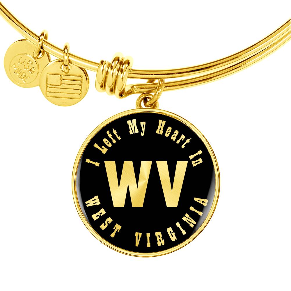 Heart In West Virginia v02 - 18k Gold Finished Bangle Bracelet