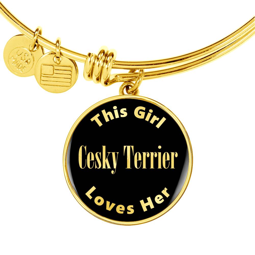 Cesky Terrier v2 - 18k Gold Finished Bangle Bracelet