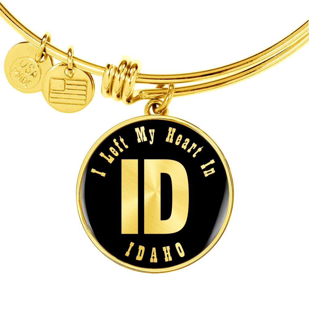 Heart In Idaho v02 - 18k Gold Finished Bangle Bracelet