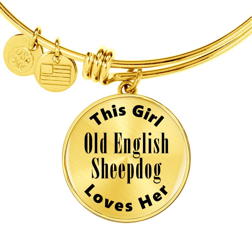 Old English Sheepdog - 18k Gold Finished Bangle Bracelet