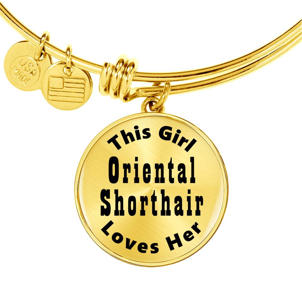 Oriental Shorthair v2 - 18k Gold Finished Bangle Bracelet