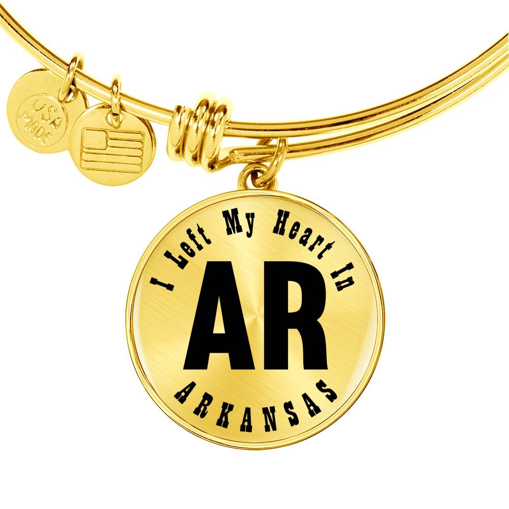 Heart In Arkansas v01 - 18k Gold Finished Bangle Bracelet