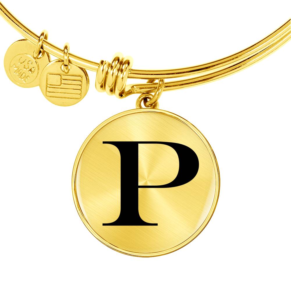 Initial P v1a - 18k Gold Finished Bangle Bracelet