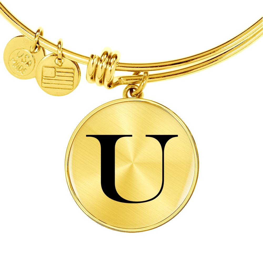 Initial U v1a - 18k Gold Finished Bangle Bracelet