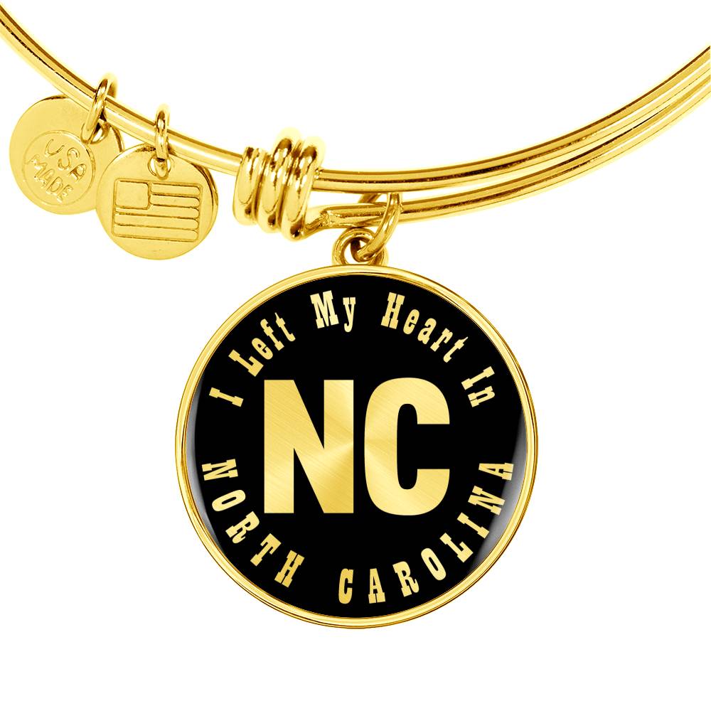 Heart In North Carolina v02 - 18k Gold Finished Bangle Bracelet
