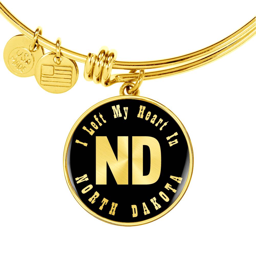 Heart In North Dakota v02 - 18k Gold Finished Bangle Bracelet