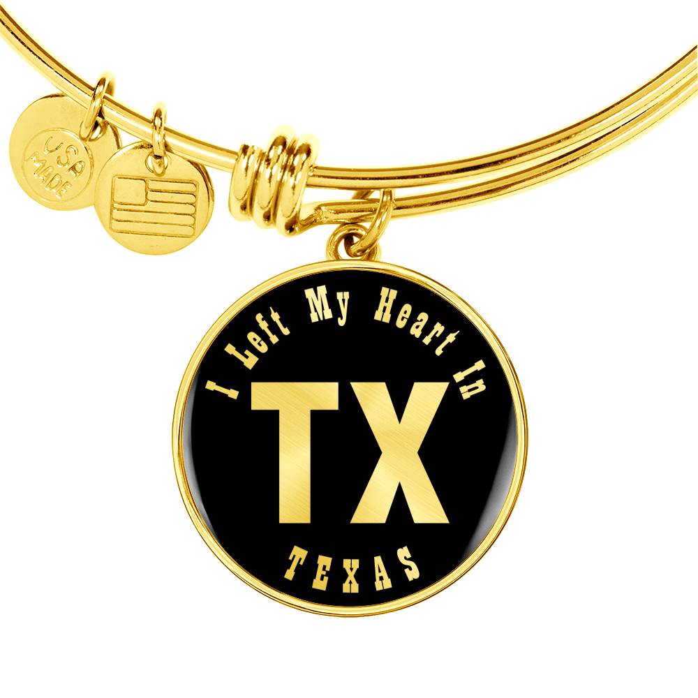 Heart In Texas v02 - 18k Gold Finished Bangle Bracelet