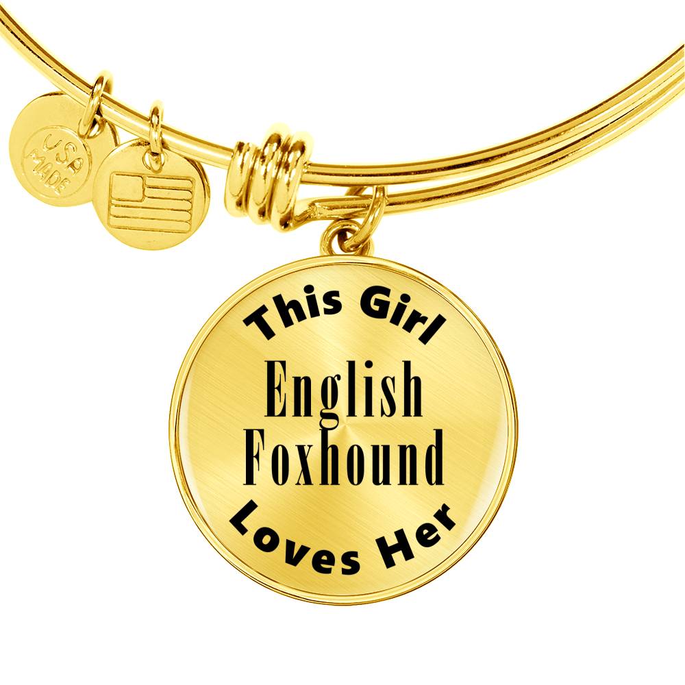 English Foxhound - 18k Gold Finished Bangle Bracelet