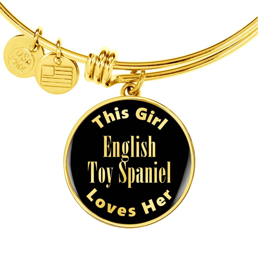 English Toy Spaniel v2 - 18k Gold Finished Bangle Bracelet