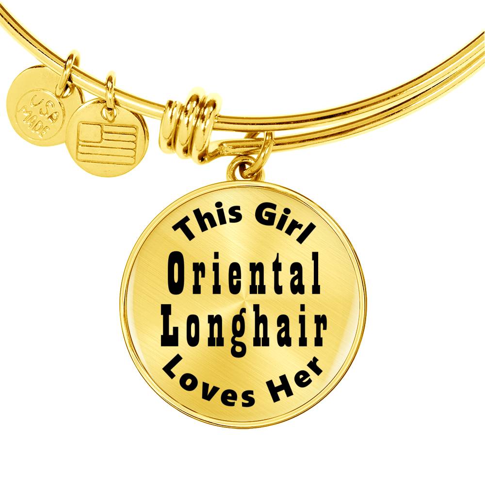 Oriental Longhair v2 - 18k Gold Finished Bangle Bracelet
