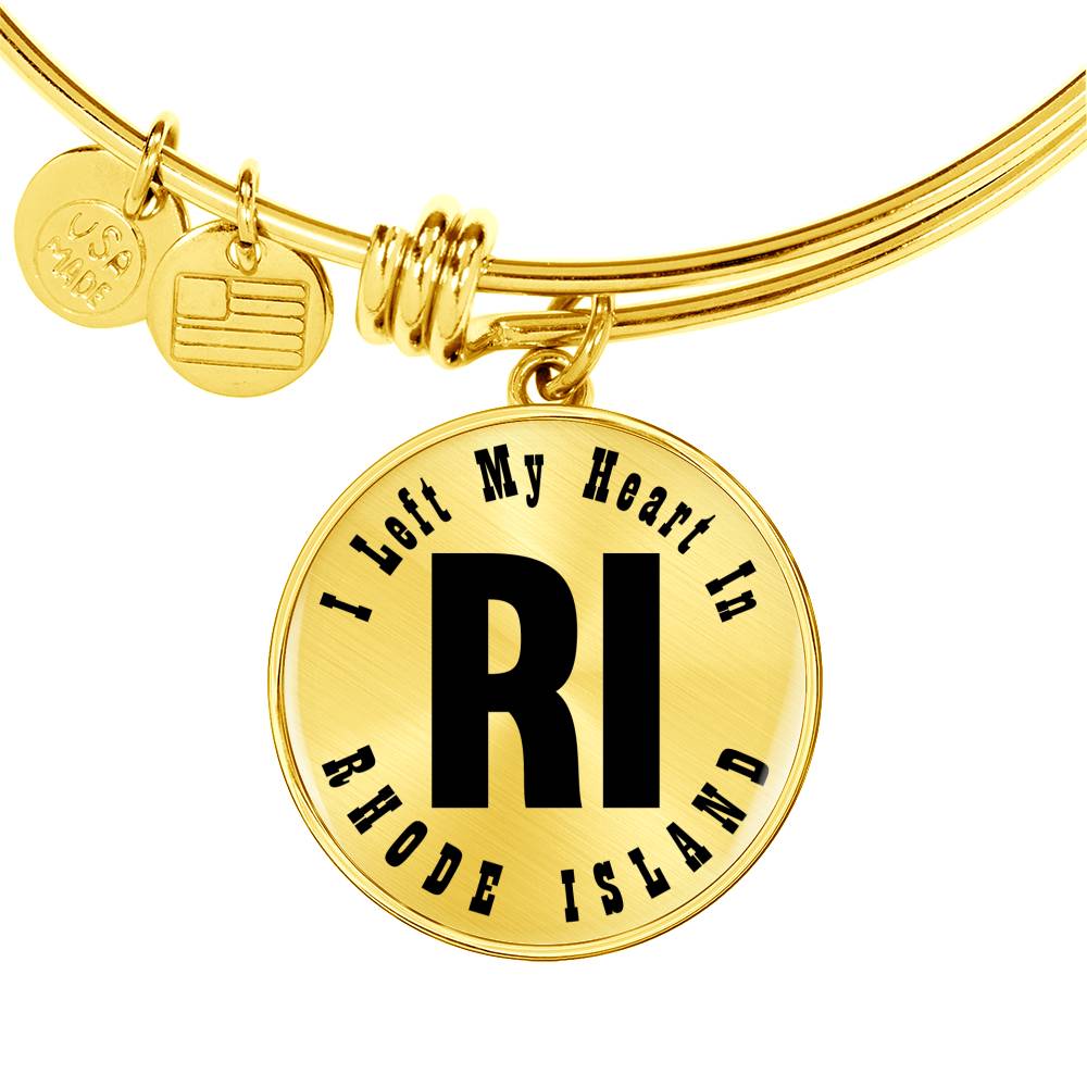 Heart In Rhode Island v01 - 18k Gold Finished Bangle Bracelet