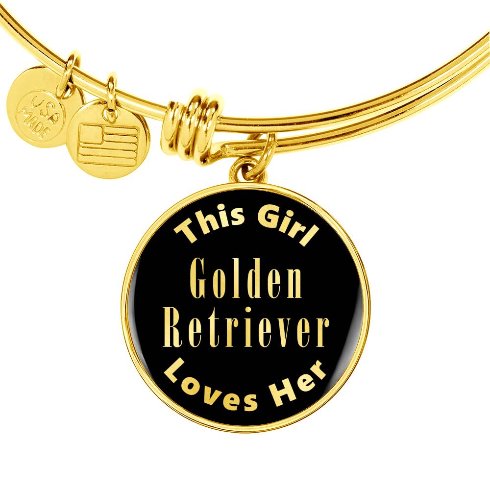 Golden Retriever v1 - 18k Gold Finished Bangle Bracelet