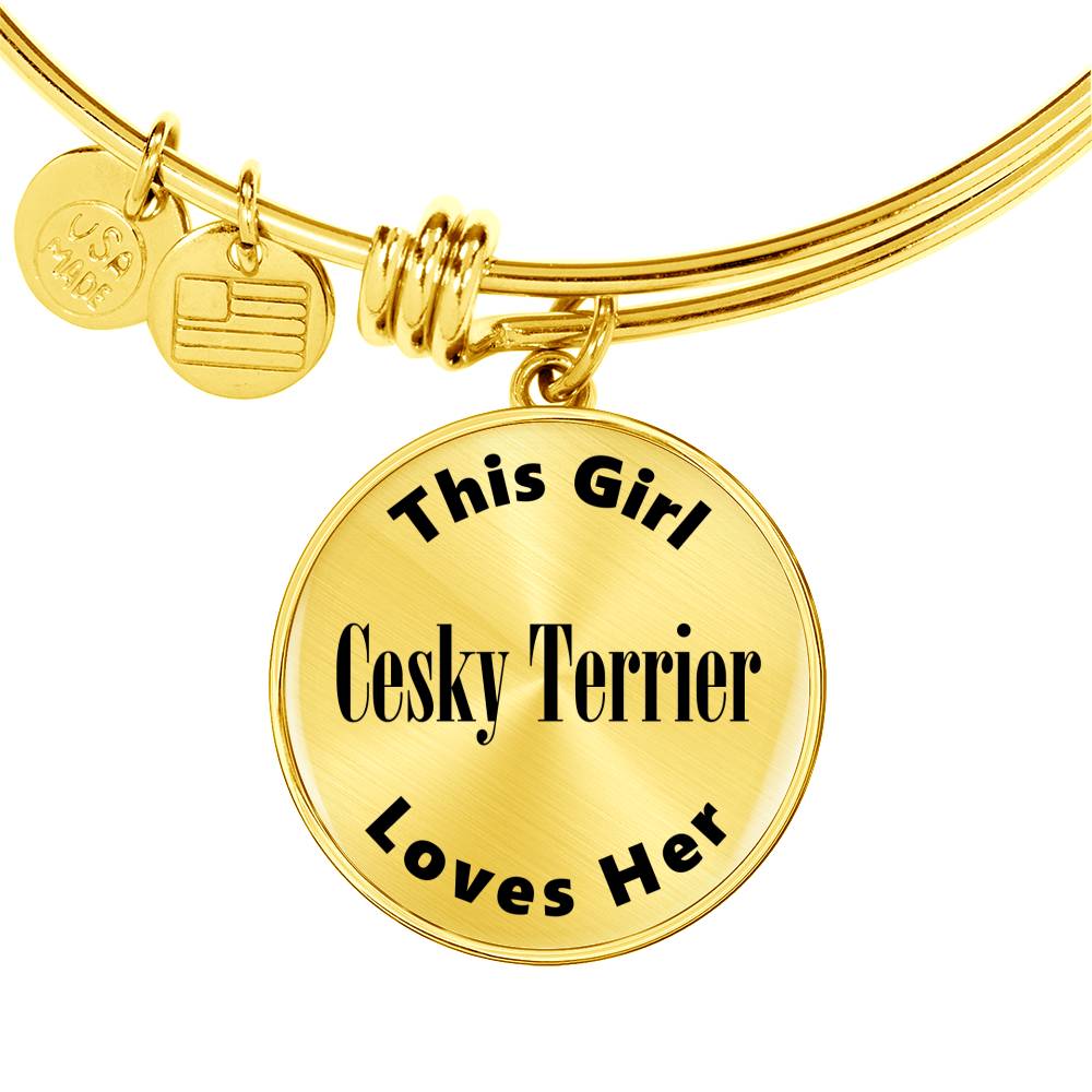 Cesky Terrier - 18k Gold Finished Bangle Bracelet