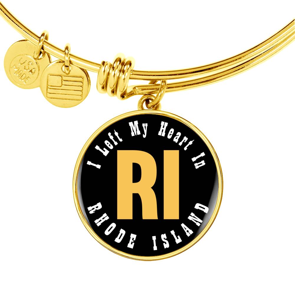 Heart In Rhode Island - 18k Gold Finished Bangle Bracelet