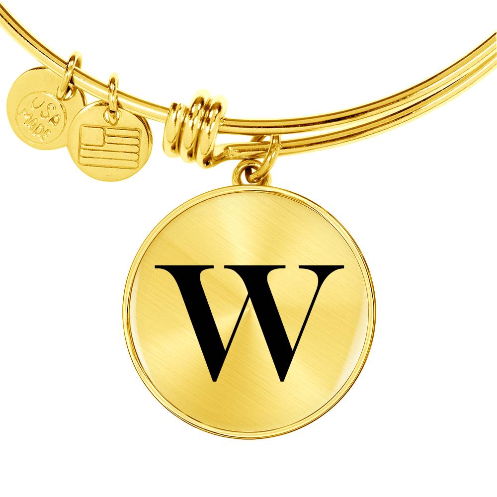 Initial W v1a - 18k Gold Finished Bangle Bracelet