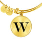 Initial W v1a - 18k Gold Finished Bangle Bracelet