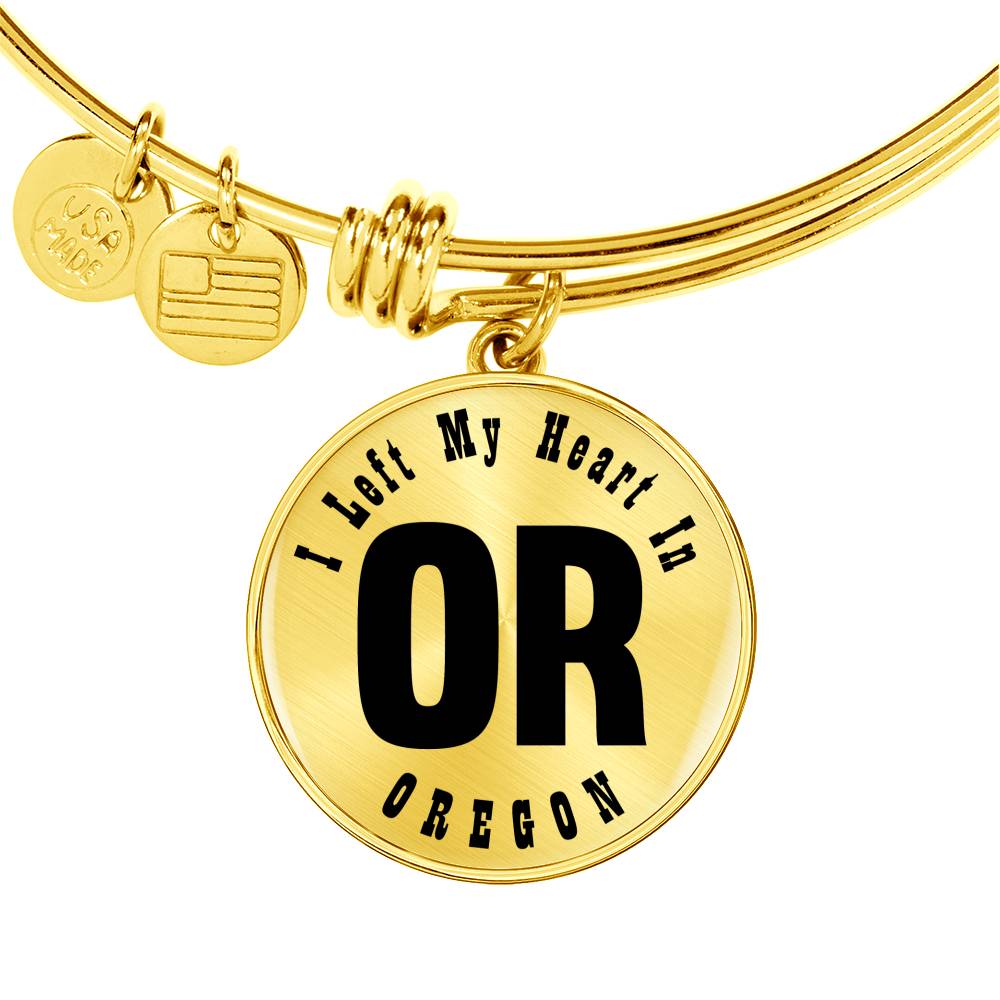 Heart In Oregon v01 - 18k Gold Finished Bangle Bracelet