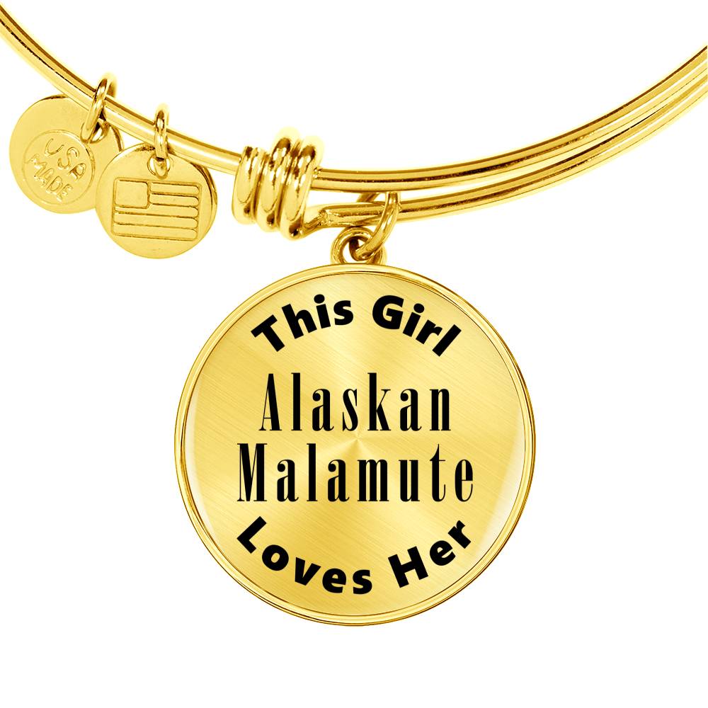 Alaskan Malamute - 18k Gold Finished Bangle Bracelet