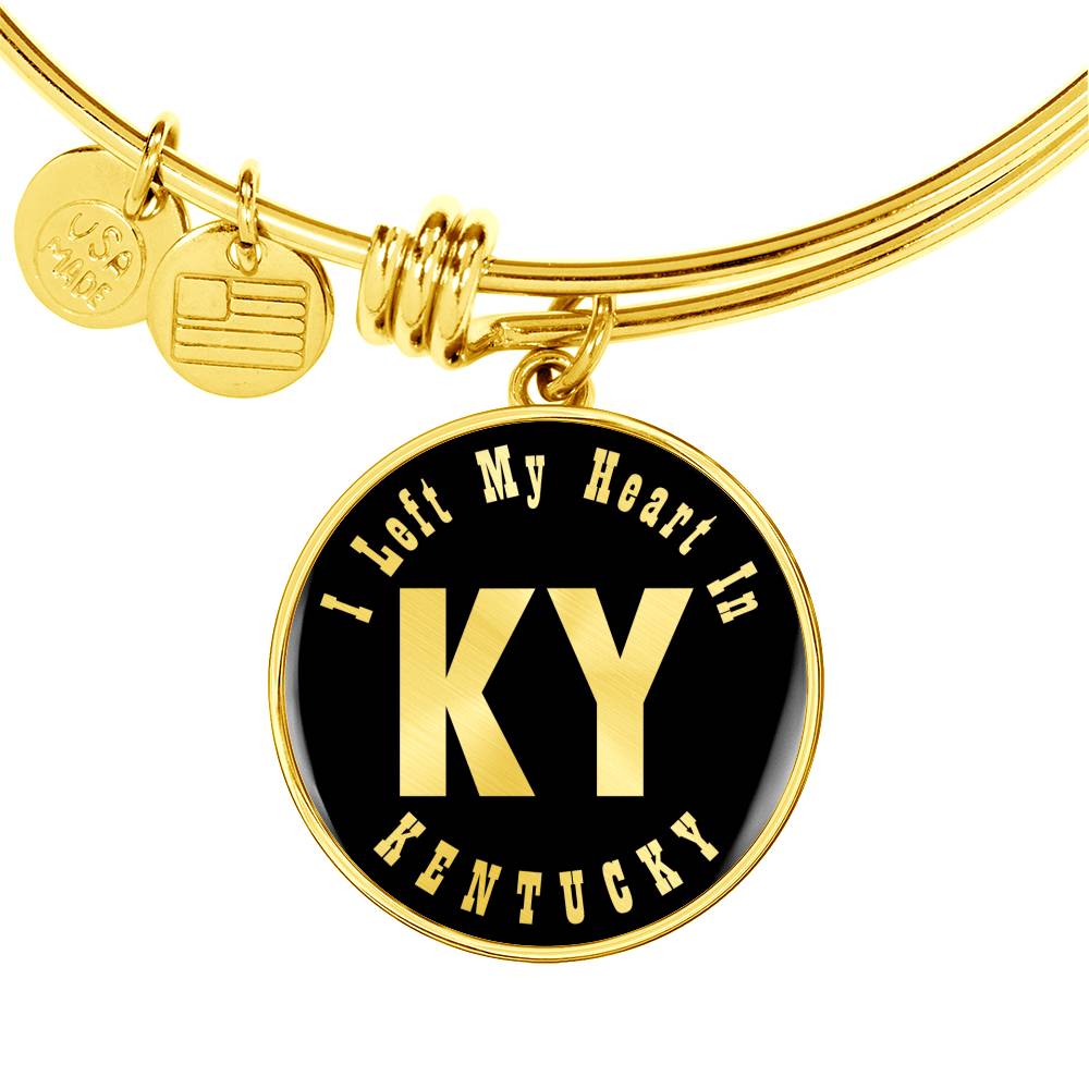 Heart In Kentucky v02 - 18k Gold Finished Bangle Bracelet
