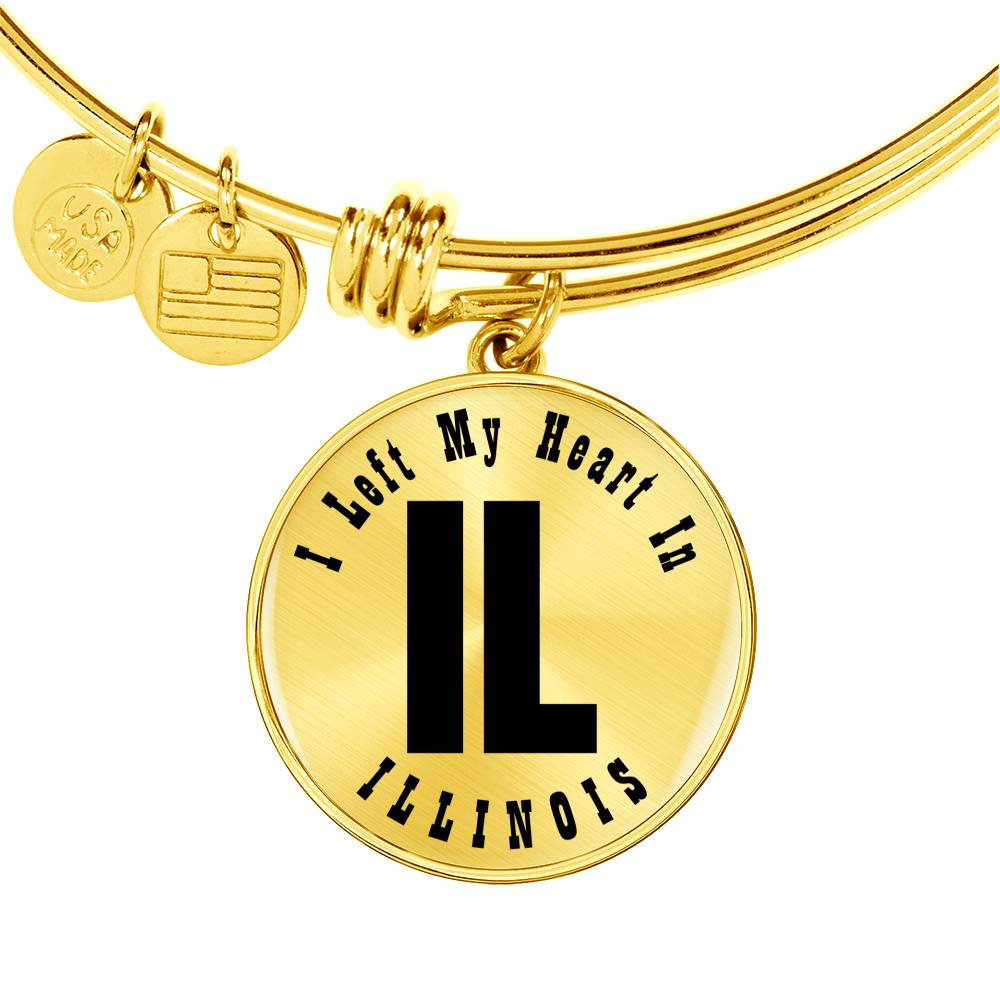 Heart In Illinois v01 - 18k Gold Finished Bangle Bracelet