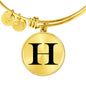 Initial H v1a - 18k Gold Finished Bangle Bracelet