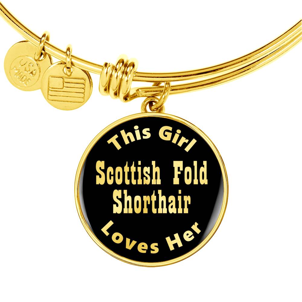 Scottish Fold Shorthair - 18k Gold Finished Bangle Bracelet