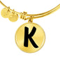 Initial K v1b - 18k Gold Finished Bangle Bracelet