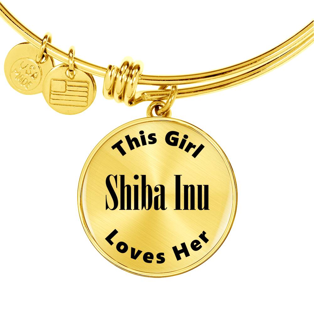 Shiba Inu - 18k Gold Finished Bangle Bracelet