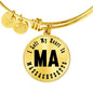 Heart In Massachusetts v01 - 18k Gold Finished Bangle Bracelet