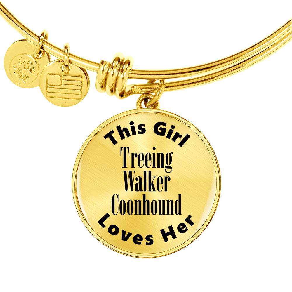Treeing Walker Coonhound - 18k Gold Finished Bangle Bracelet