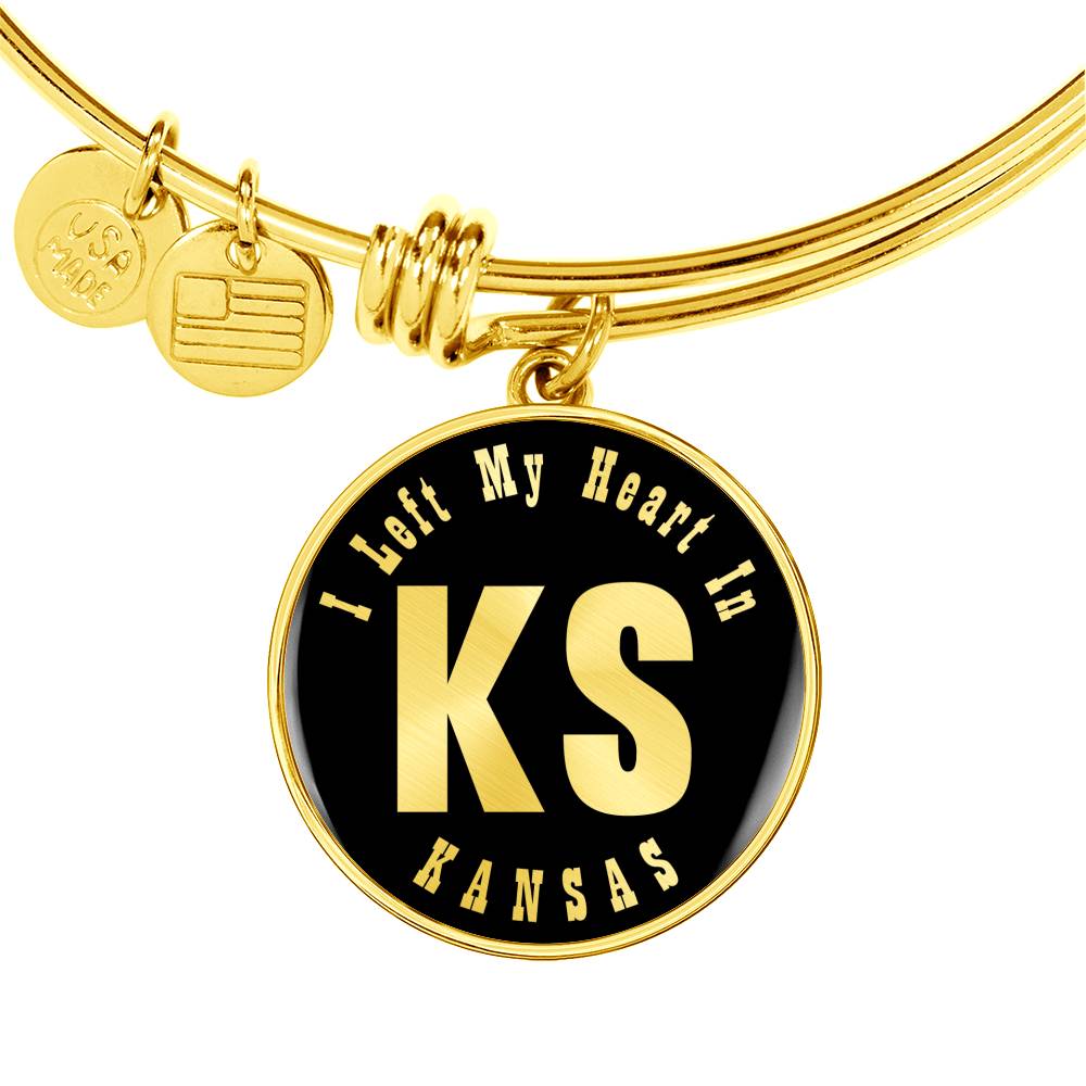 Heart In Kansas v02 - 18k Gold Finished Bangle Bracelet