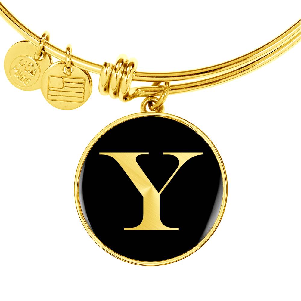 Initial Y v2a - 18k Gold Finished Bangle Bracelet