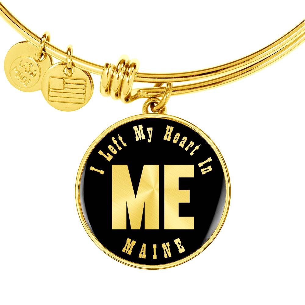 Heart In Maine v02 - 18k Gold Finished Bangle Bracelet