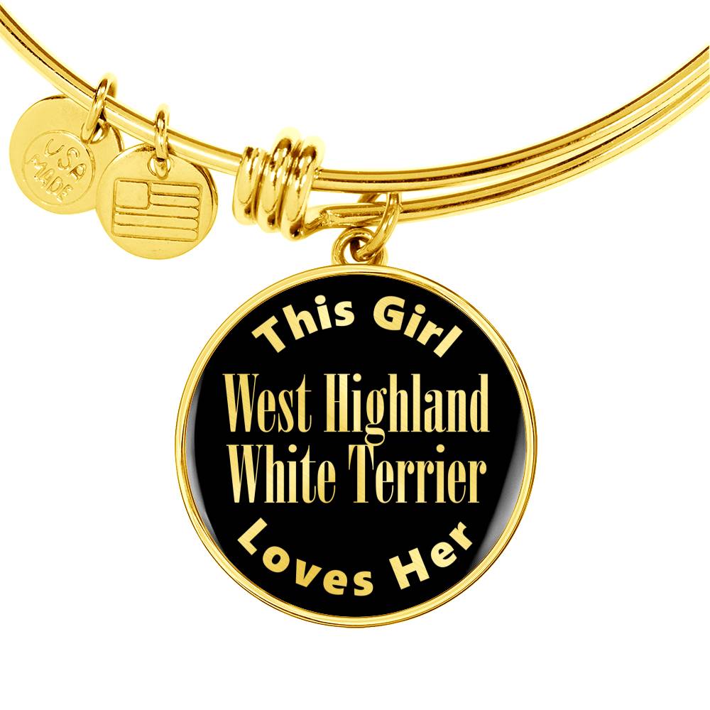 West Highland White Terrier v2 - 18k Gold Finished Bangle Bracelet