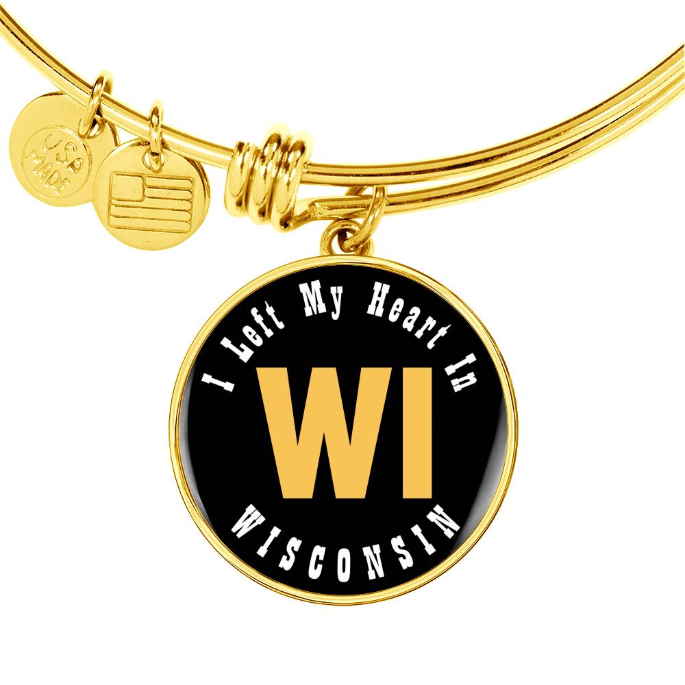 Heart In Wisconsin - 18k Gold Finished Bangle Bracelet