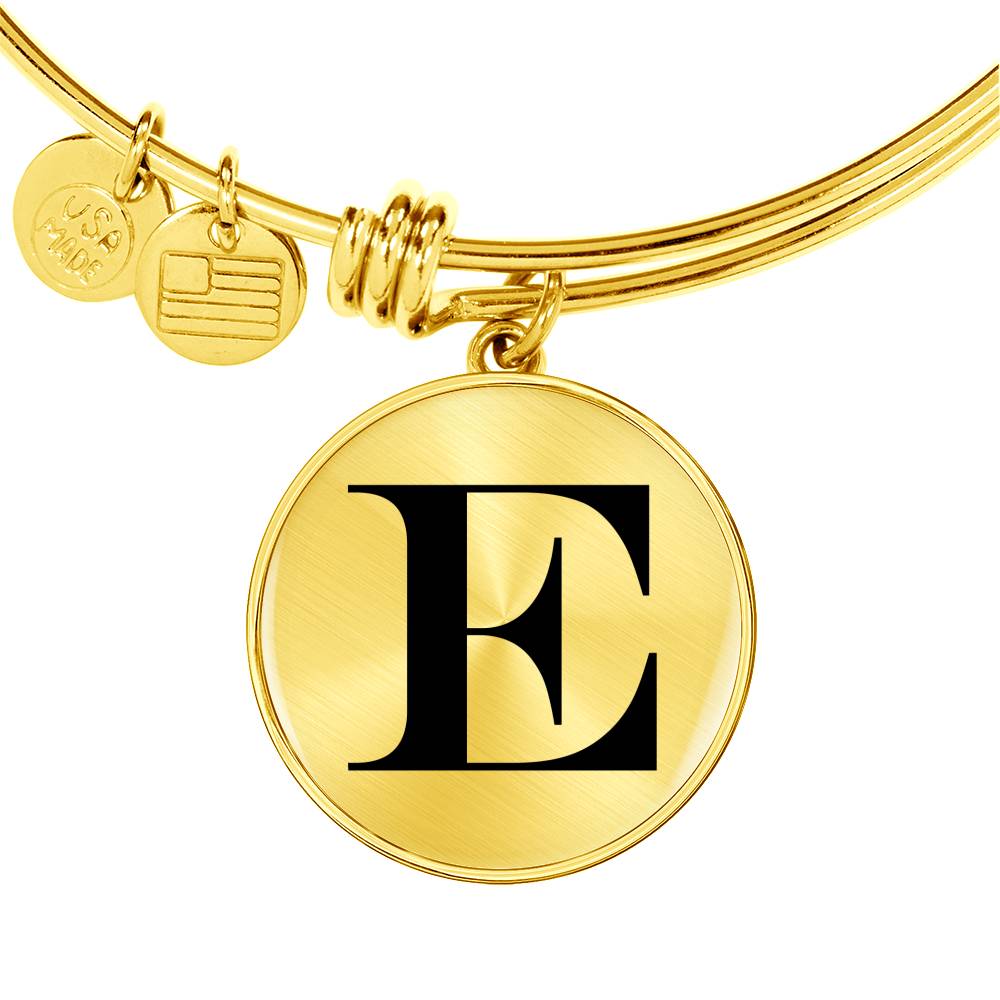 Initial E v1a - 18k Gold Finished Bangle Bracelet