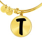 Initial T v1b - 18k Gold Finished Bangle Bracelet
