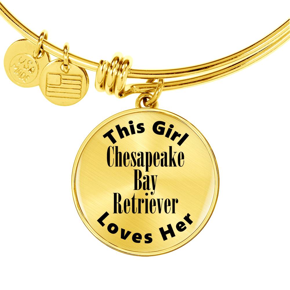 Chesapeake Bay Retriever - 18k Gold Finished Bangle Bracelet