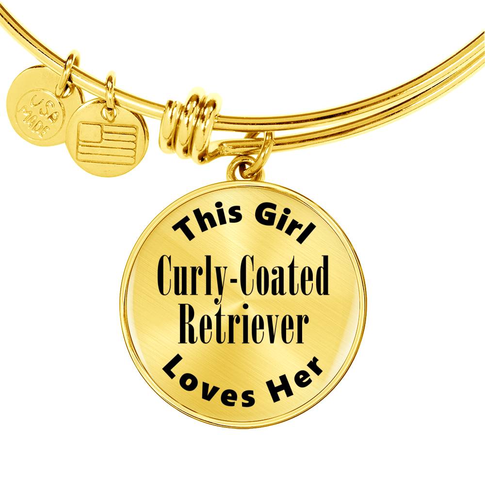 Curly-Coated Retriever - 18k Gold Finished Bangle Bracelet