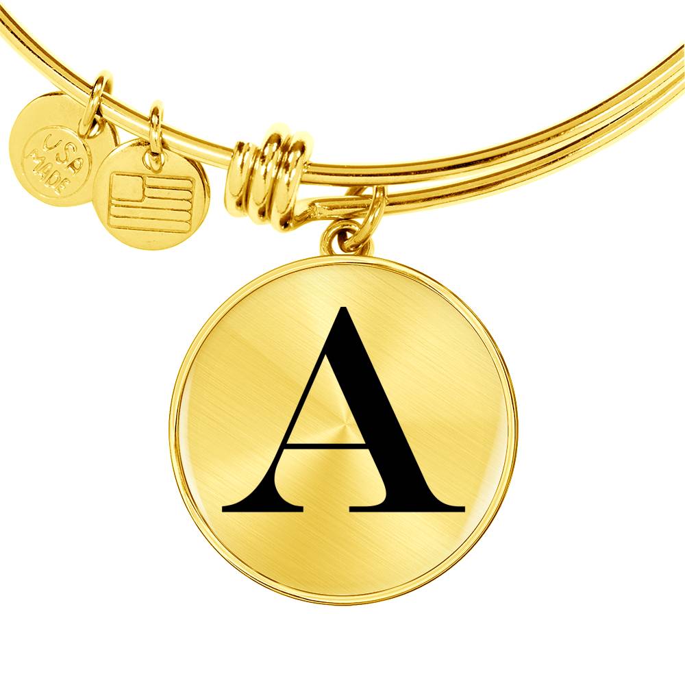 Initial A v1a - 18k Gold Finished Bangle Bracelet