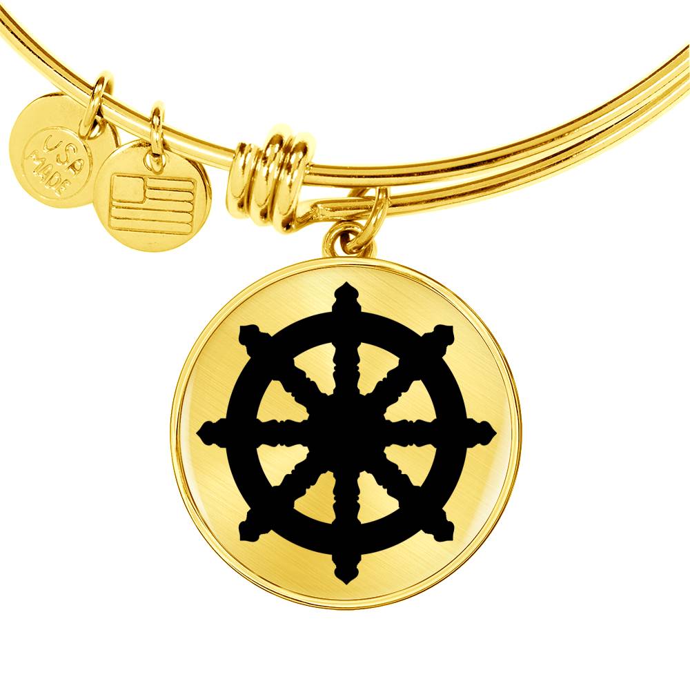Dharma Wheel - 18k Gold Finished Bangle Bracelet